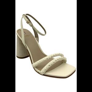 Sam Edelman Ivory Beaded Block Heel Sandals